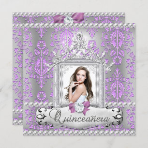 15. Geburtstagsparty von Quinceanera Damask Lilac  Einladung