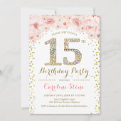 15. Geburtstagsparty - Weißes Gold Rosa Einladung (Vorderseite)