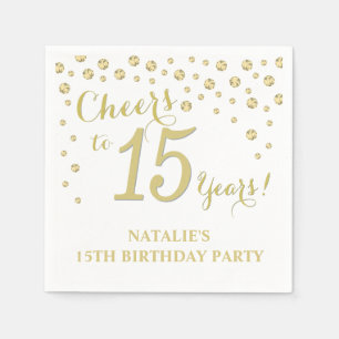 15. Geburtstagsparty White und Gold Diamond Serviette