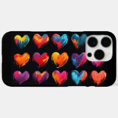 15 gemalte Herzen auf schwarzem Hintergrund Case-Mate iPhone Hülle (Rückseite (Horizontal))