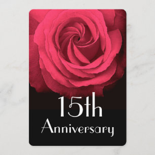 15. Hochzeitsjubiläum Rubinrote Rose A02D Einladung