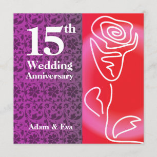 15. Hochzeitsjubiläumseinladung Rose Einladung