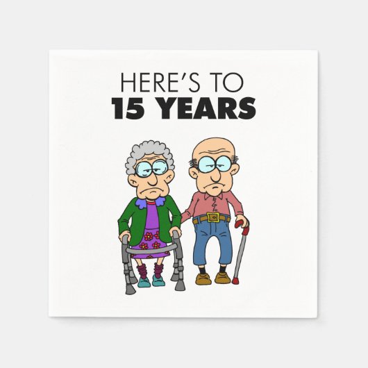 15. Hochzeitstag alt Serviette (Vorderseite)