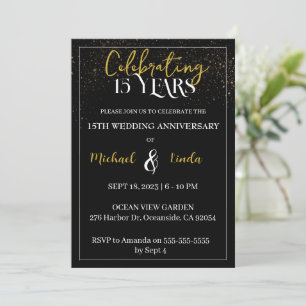 15. Hochzeitstag Black Gold Couple Einladung