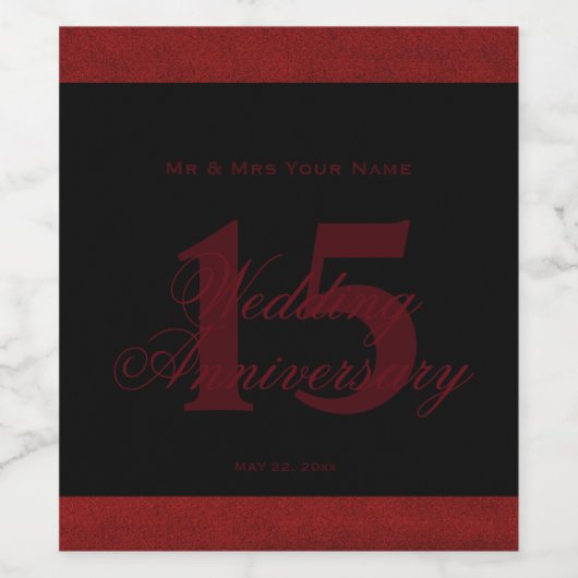 15. Hochzeitstag Eigenes Weinlabel Weinetikett (Einzelnes Label)