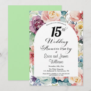 15. Hochzeitstag Elegantes Drehbuch Einladung