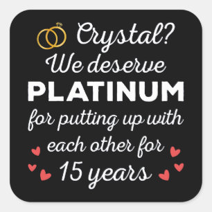 15. Hochzeitstag I - Crystal Funny Couple Quadratischer Aufkleber