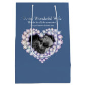 15. Hochzeitstag Kristallherz Foto Mittlere Geschenktüte (Rückseite)