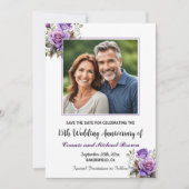 15. Hochzeitstag Lila Rose Foto Save The Date (Vorderseite)