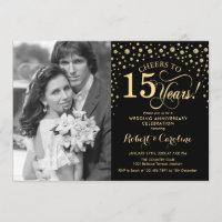 15. Hochzeitstag mit Foto - Gold Black