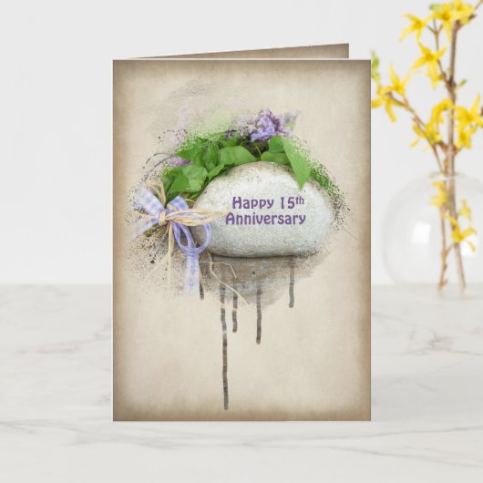 15. Hochzeitstag Rock und Lilacs Karte (Gelbe Blume)