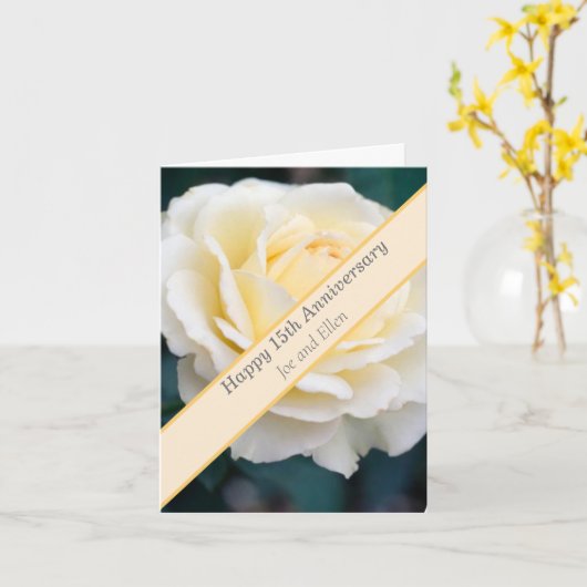 15. Hochzeitstag, Rose Karte (Gelbe Blume)