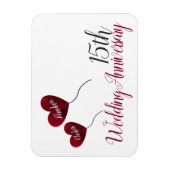 15. Hochzeitstag Rote Herzblasen Magnet (Vertikal)
