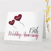 15. Hochzeitstag rote Rose Ballon groß Karte (Gelbe Blume)