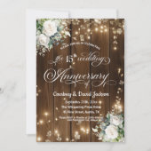 15. Hochzeitstag Rustikale String Lights Einladung (Vorderseite)