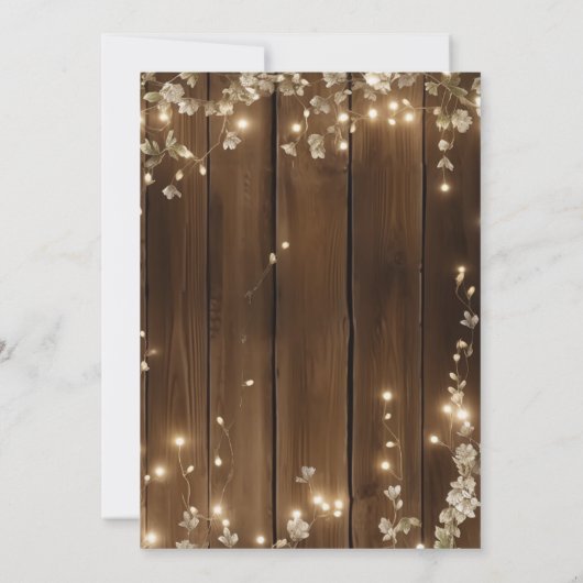 15. Hochzeitstag Rustikale String Lights Einladung (Rückseite)