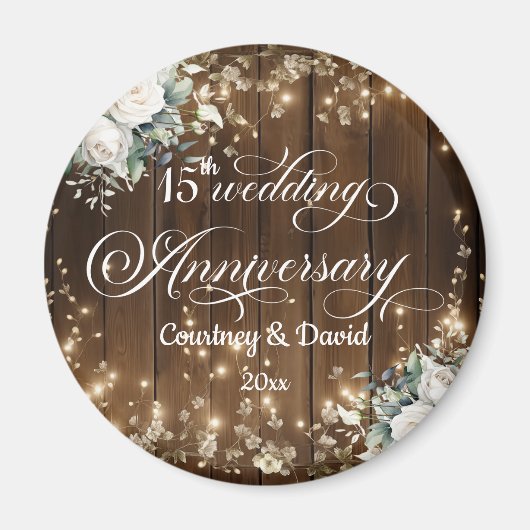 15. Hochzeitstag Rustikaler Streichernleichter Gef Magnet (Vorne)