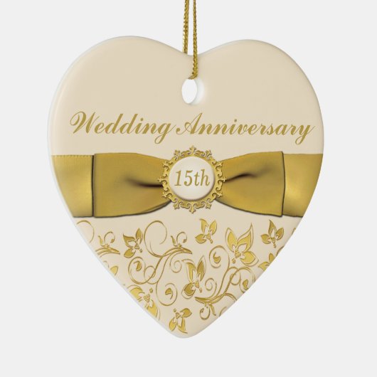 15. Hochzeitstag-Weihnachtsverzierung Keramikornament (Rechts)