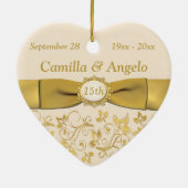 15. Hochzeitstag-Weihnachtsverzierung Keramikornament (Hinten)