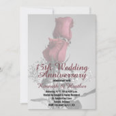 15. Hochzeitstag Zwei Rote Rosen Fotografie Einladung (Vorderseite)