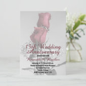 15. Hochzeitstag Zwei Rote Rosen Fotografie Einladung (Stehend Vorderseite)