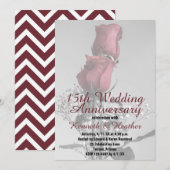 15. Hochzeitstag Zwei Rote Rosen Fotografie Einladung (Vorne/Hinten)
