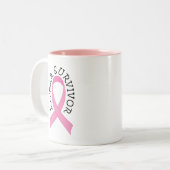 15 JAHR-ÜBERLEBEND-ROSA-BAND-GESCHENK ZWEIFARBIGE TASSE (Vorderseite Links)