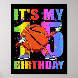 15 Jahre alt 15. Basketball Geburtstagsparty Thema Poster