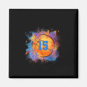15 Jahre alte Kinder 15. Geburtstag Basketball Kin Magnet