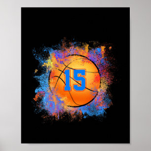 15 Jahre alte Kinder 15. Geburtstag Basketball Kin Poster