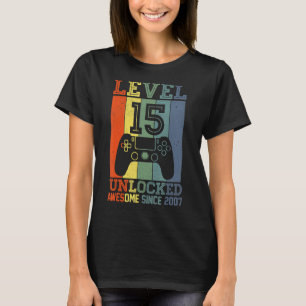 15 Jahre alter Level 15 ungesicherter Videospieler T-Shirt