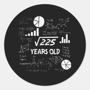 15 Jahre alter Tag Geeky Mathe 15. Geburtstag Gesc Runder Aufkleber