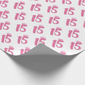 15 Jahre alter Teen Geburtstag Fünfzehn rosa Krone Geschenkpapier (Ecke)