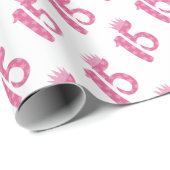 15 Jahre alter Teen Geburtstag Fünfzehn rosa Krone Geschenkpapier (Rolleneckpunkt)