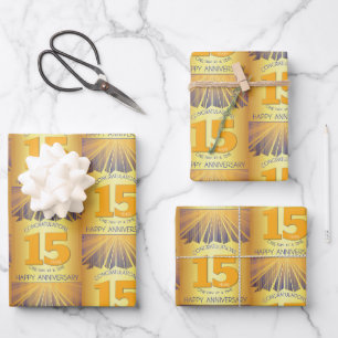 15 Jahre Golden Ray 12-Schritte-Jubiläum Geschenkpapier Set