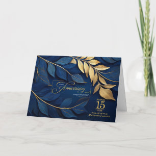15 Jahre Mitarbeiterjubiläum Blue Botanical CUSTOM Karte