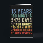 15 Jahre Phantastischer Cooler Geburtstag Karte<br><div class="desc">Coolen 15 Jahre Phantastisch zu sein,  kann als Geburtstagsgeschenk oder Weihnachtsgeschenk an Ihren besten Freund,  Freund,  Freundin oder Verwandten gegeben werden,  der sich Jahre,  Monate,  Tage,  Stunden,  Minuten & Sekunden dreht.</div>