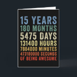 15 Jahre Phantastischer Cooler Geburtstag Karte<br><div class="desc">Coolen 15 Jahre Phantastisch zu sein,  kann als Geburtstagsgeschenk oder Weihnachtsgeschenk an Ihren besten Freund,  Freund,  Freundin oder Verwandten gegeben werden,  der sich Jahre,  Monate,  Tage,  Stunden,  Minuten & Sekunden dreht.</div>