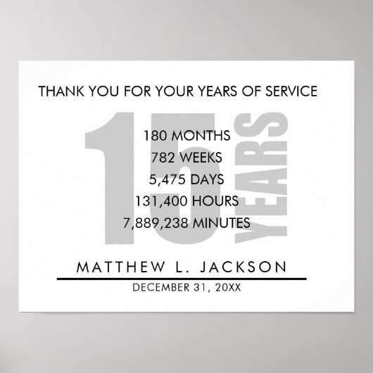 15 Jahre Überweisung für das Ruhestand oder die We Poster (Vorne)