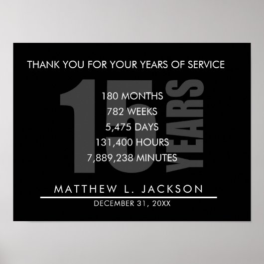 15 Jahre Überweisung für das Ruhestand oder die We Poster (Vorne)