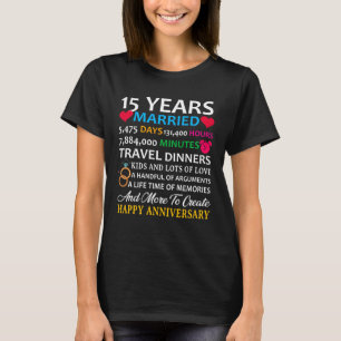 15 Jahre Verheiratet feiern glücklicher Jahrestag T-Shirt