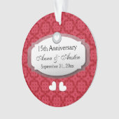 15. Jahrestags-Hochzeitstag rotes Z12 Ornament (Vorderseite)