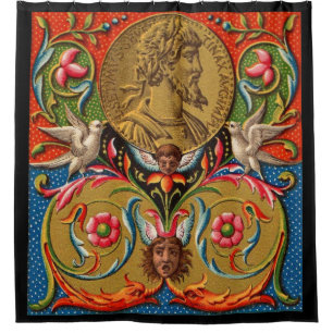 15. Jahrhundert Print Caesar Vögel Blume etc. Duschvorhang