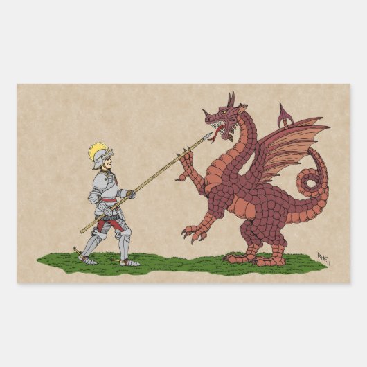 15. Jahrhundert Saint George und der Drache Rechteckiger Aufkleber (Vorderseite)