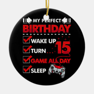 15-jähriger Gamer Boy 15. Perfect Birthday Gaming Keramik Ornament