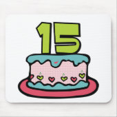 15-jähriger Geburtstagskuchen Mousepad (Vorne)