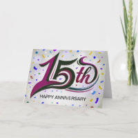 15-jähriger Text mit Party Confetti