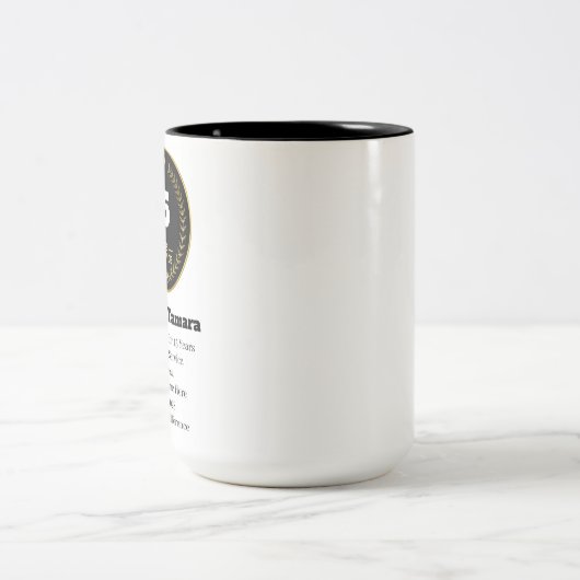 15-jähriges Arbeitsjahr | Mitarbeiteraufwertung Zweifarbige Tasse (Mittel)