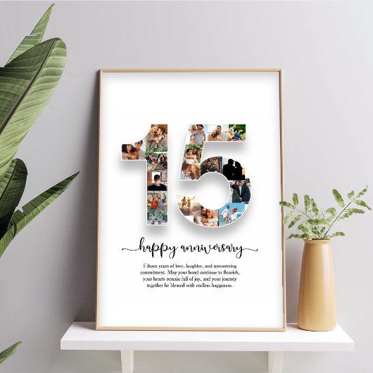 15-jähriges Foto Collage Poster