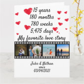 15-jähriges Jubiläum Filmstreifen-Foto Karte (Gelbe Blume)